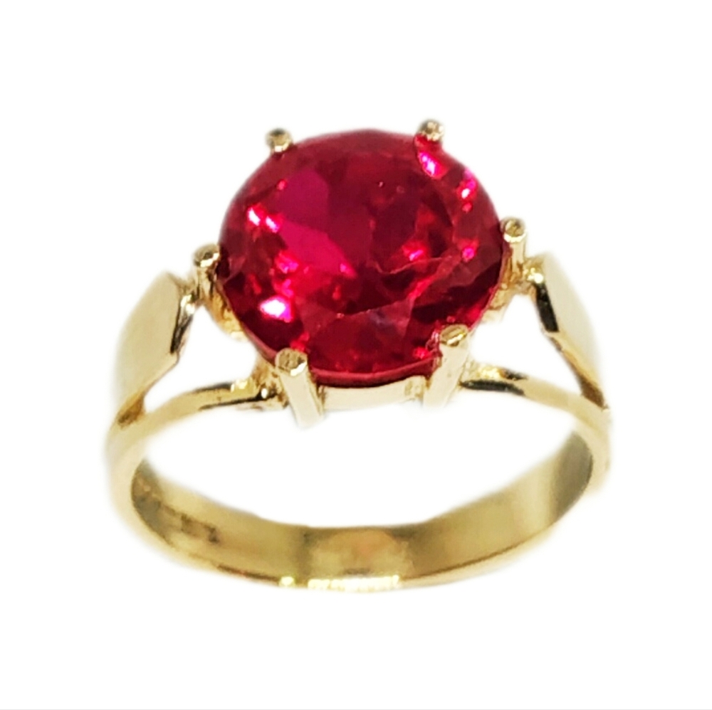 10k Gold Ring With Created Ruby - image 6